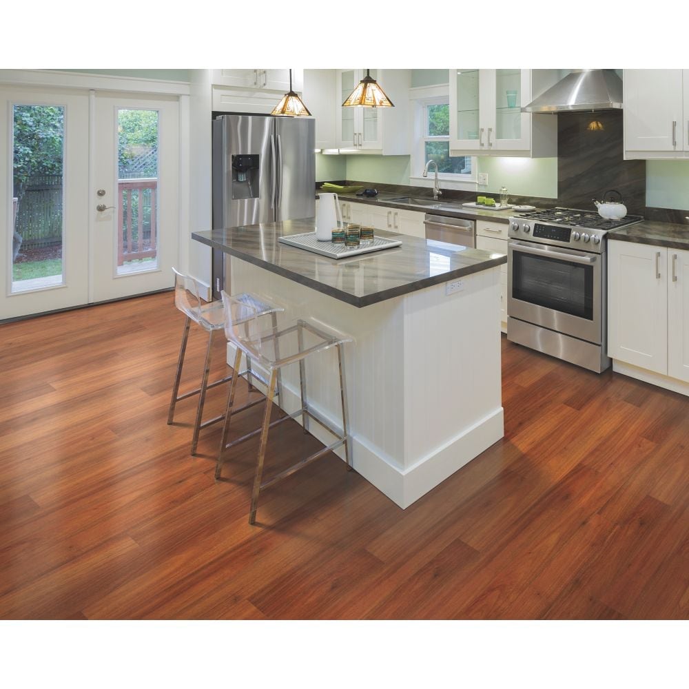QuickStep Studio + Spill Repel Laguna Acacia 5.23-in W x 3.93-ft L Smooth Wood Plank Laminate Flooring