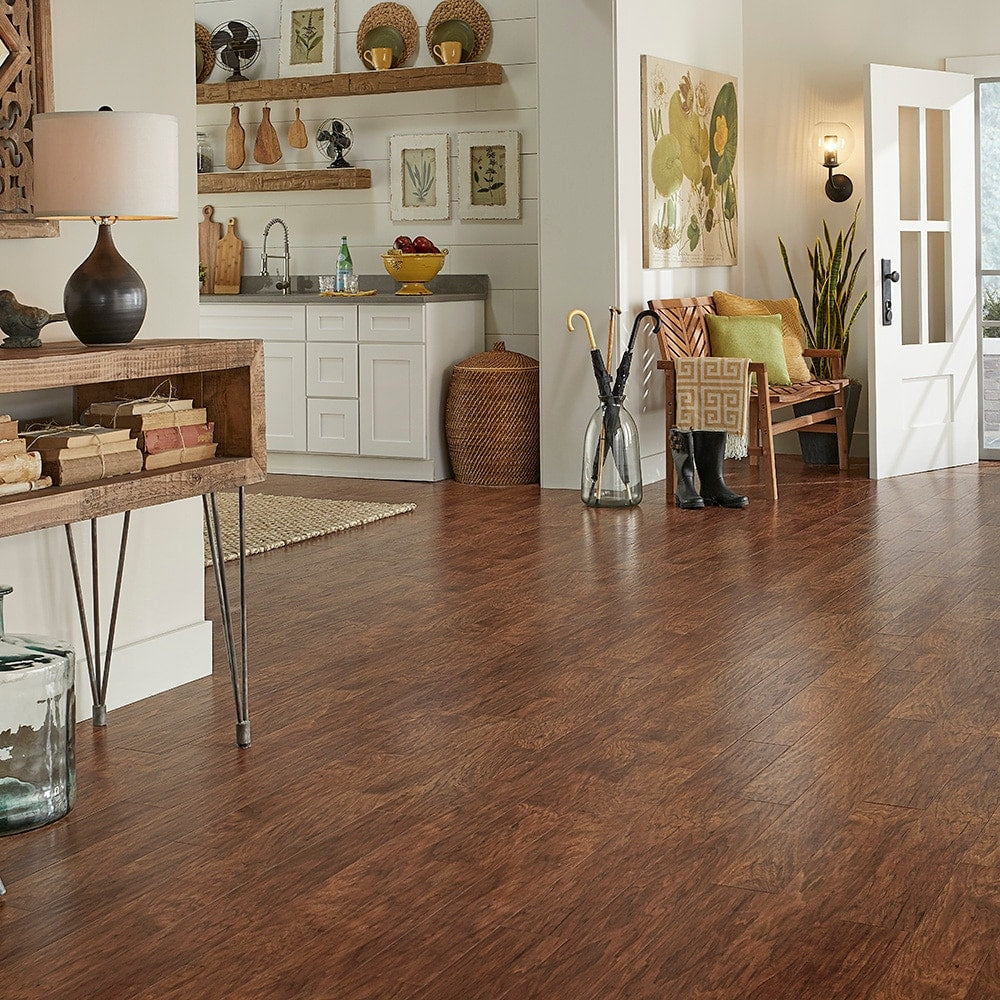 QuickStep Studio Toasted Chestnut Handscraped Wood Plank Laminate Flooring Sample