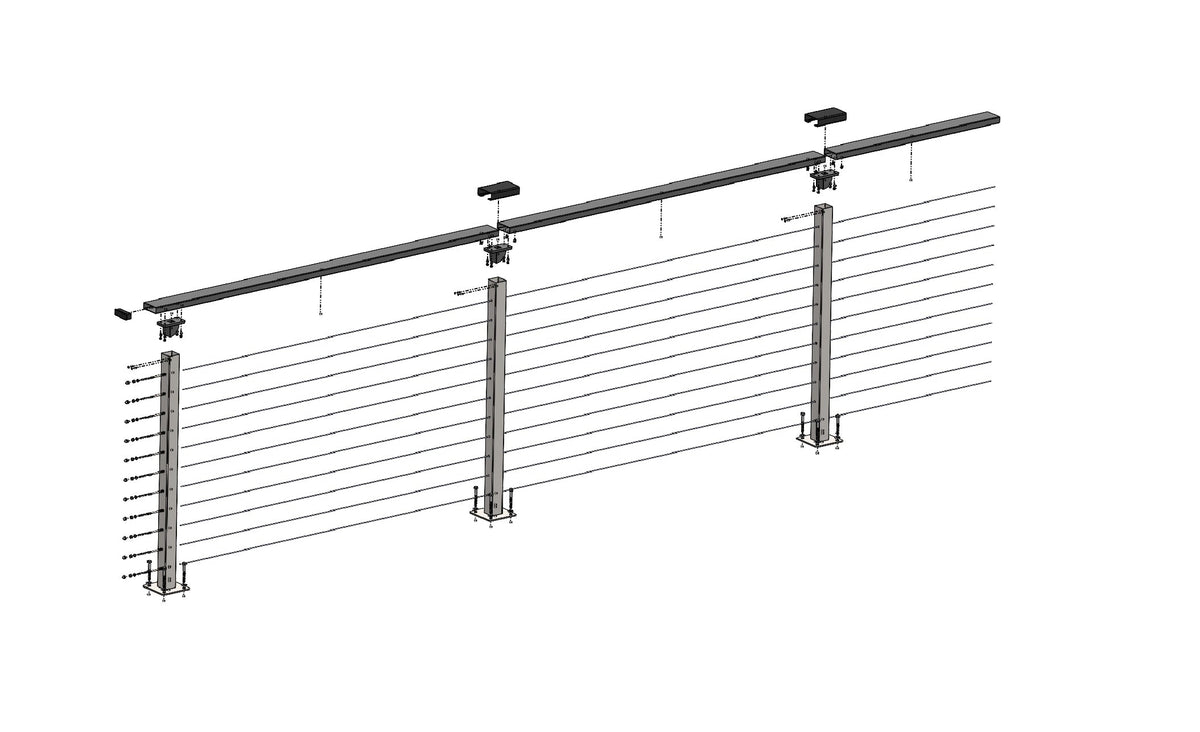 CityPost Deck Mount x 36-in Grey Steel Deck Cable Rail Kit
