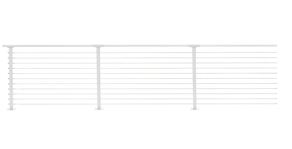 CityPost Deck Mount White Steel Deck Cable Rail Kit