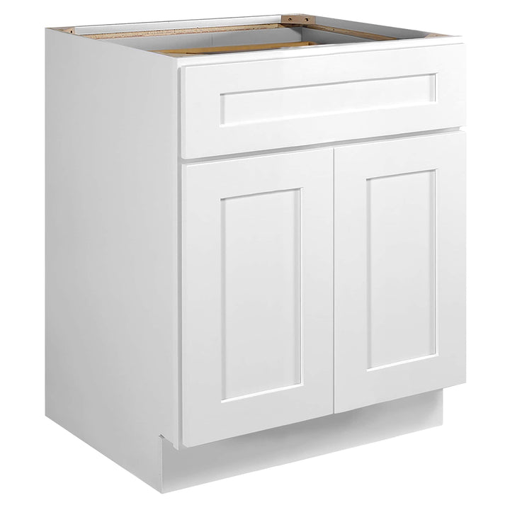 Design House Brookings 27-in W x 34.5-in H x 24-in D White Maple 1-Drawer Base Ready To Assemble Plywood Cabinet (Recessed Panel Shaker Style)