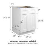 Design House Brookings 24-in W x 34.5-in H x 24-in D White Maple 1-Drawer Base Ready To Assemble Plywood Cabinet (Recessed Panel Shaker Style)