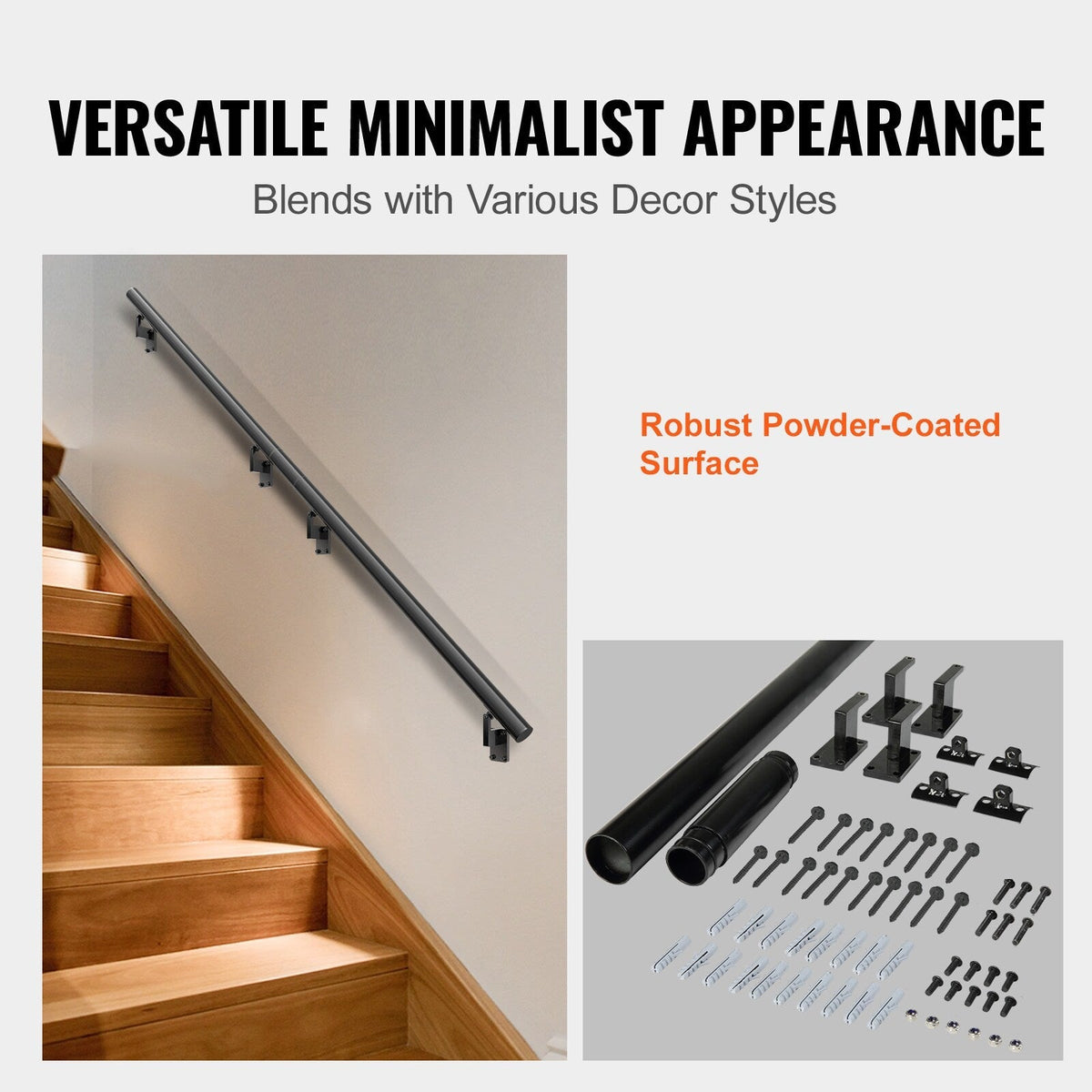 VEVOR Stairs service 12-ft x 7-in Aluminum Alloy Aluminum Deck Stair Rail Kit