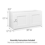 Design House Brookings 30-in W x 15-in H x 12-in D White Maple Wall Ready To Assemble Plywood Cabinet (Recessed Panel Shaker Door Style)