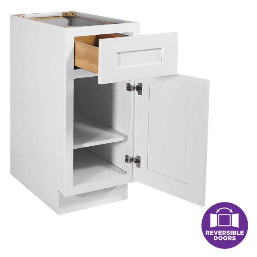 Design House Brookings 18-in W x 34.5-in H x 24-in D White Maple L-shaped 1-Drawer Base Fully Assembled Plywood Cabinet (Recessed Panel Shaker Style)