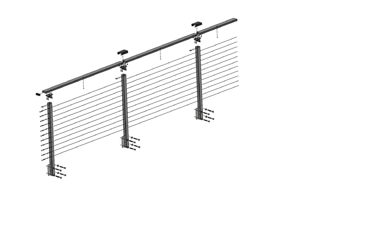 CityPost Face Mount x 36-in Black Steel Deck Cable Rail Kit