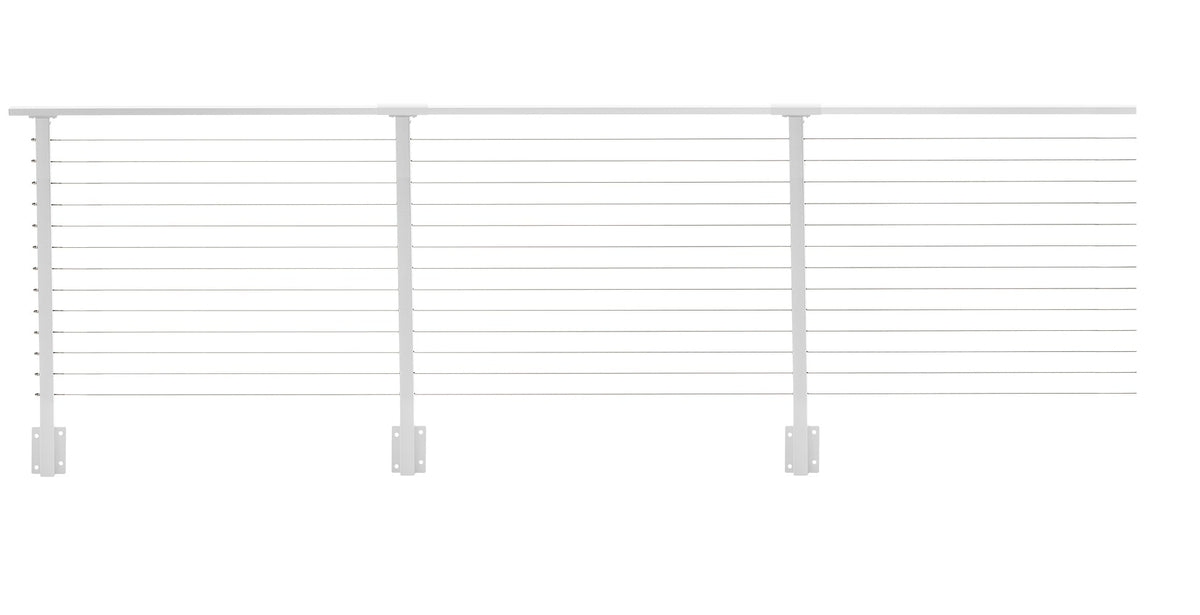 CityPost Face Mount White Steel Deck Cable Rail Kit