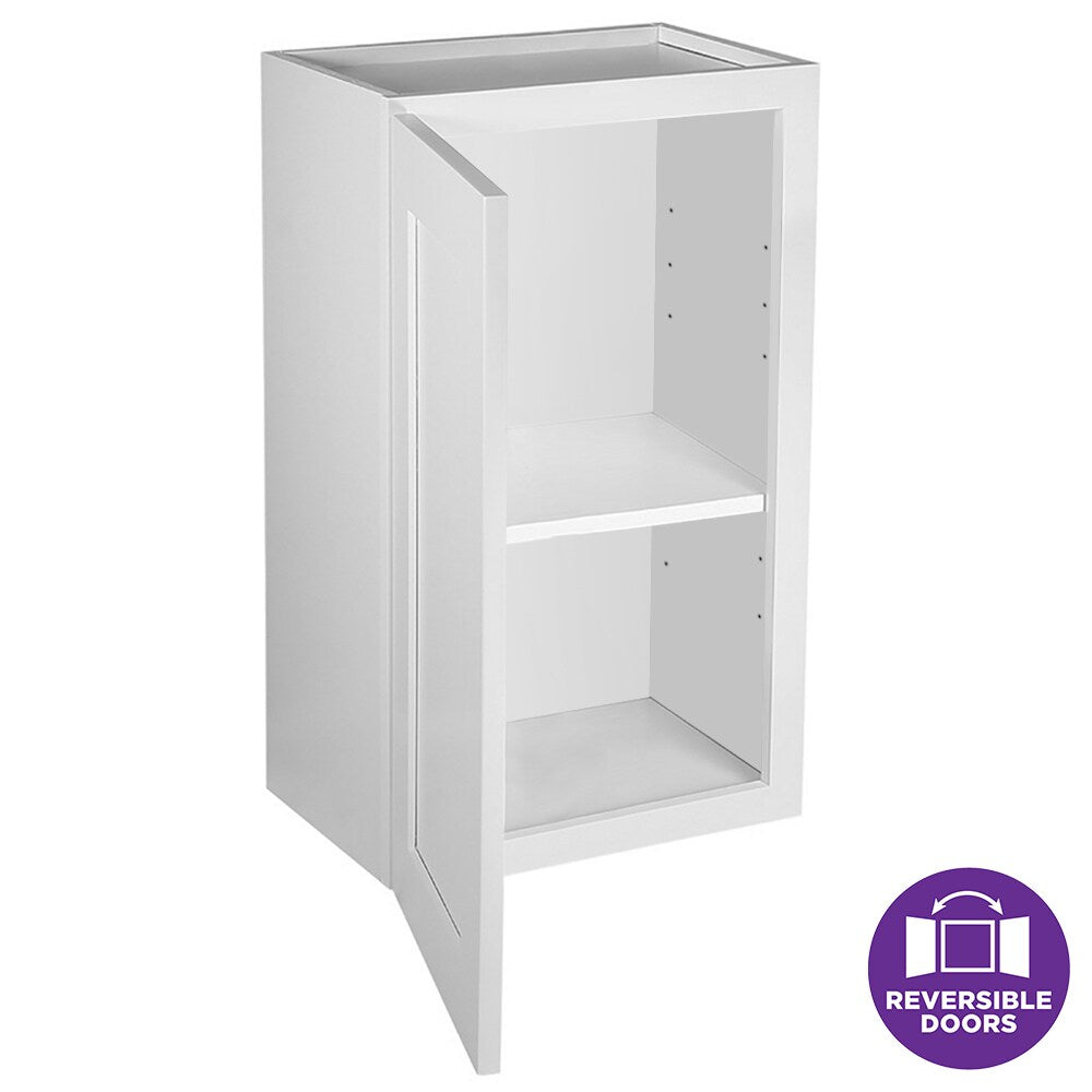 Design House Brookings 15-in W x 24-in H x 12-in D White Maple Wall Fully Assembled Plywood Cabinet (Recessed Panel Shaker Door Style)