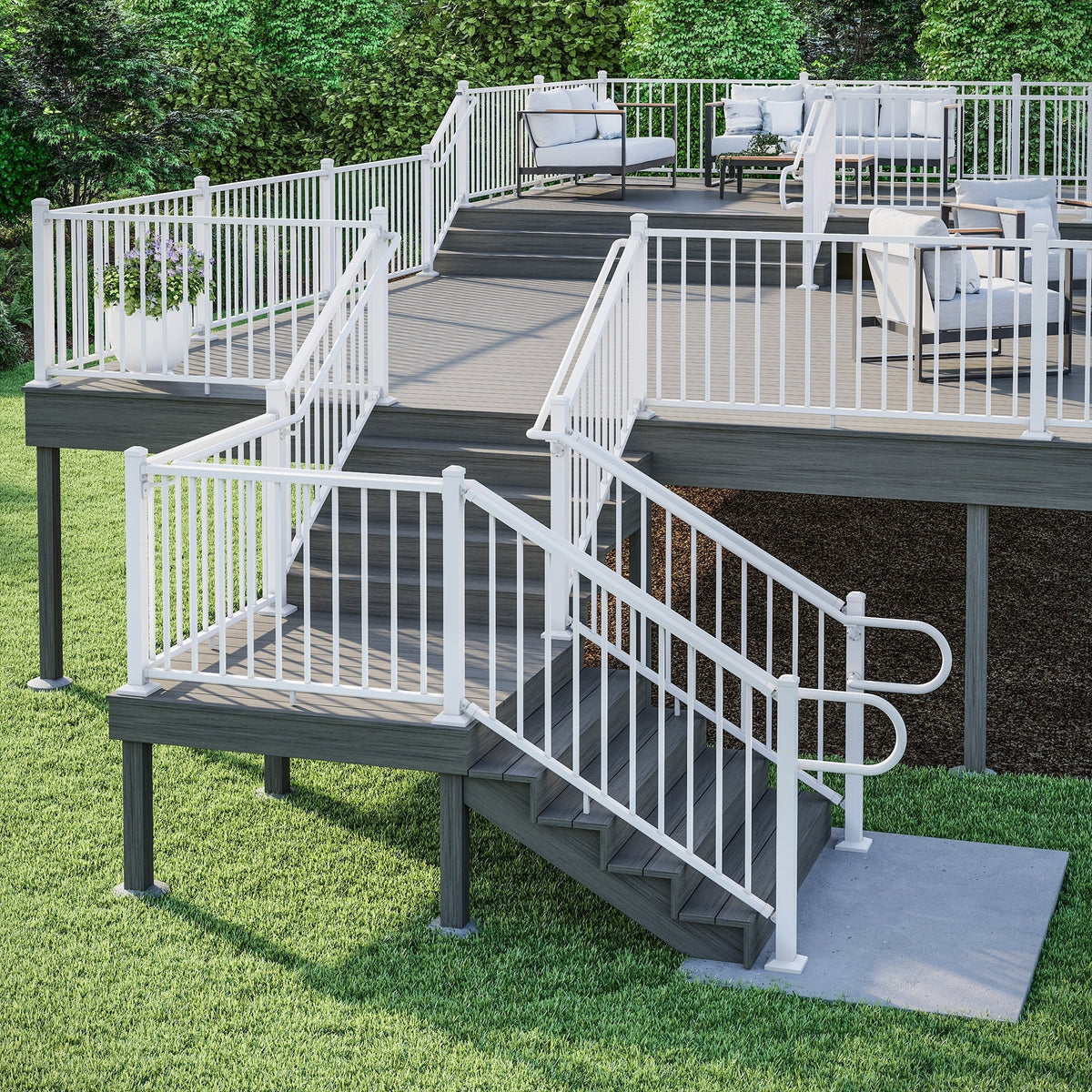 Deckorators ADA-Compliant 8-ft x 2-in Textured White Aluminum Deck Handrail Kit
