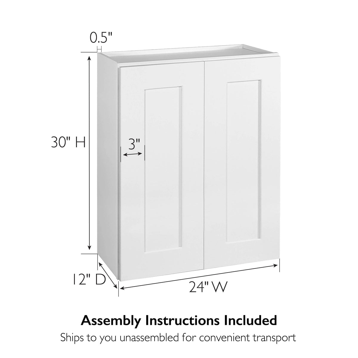 Design House Brookings 24-in W x 30-in H x 12-in D White Maple Wall Ready To Assemble Plywood Cabinet (Recessed Panel Shaker Door Style)