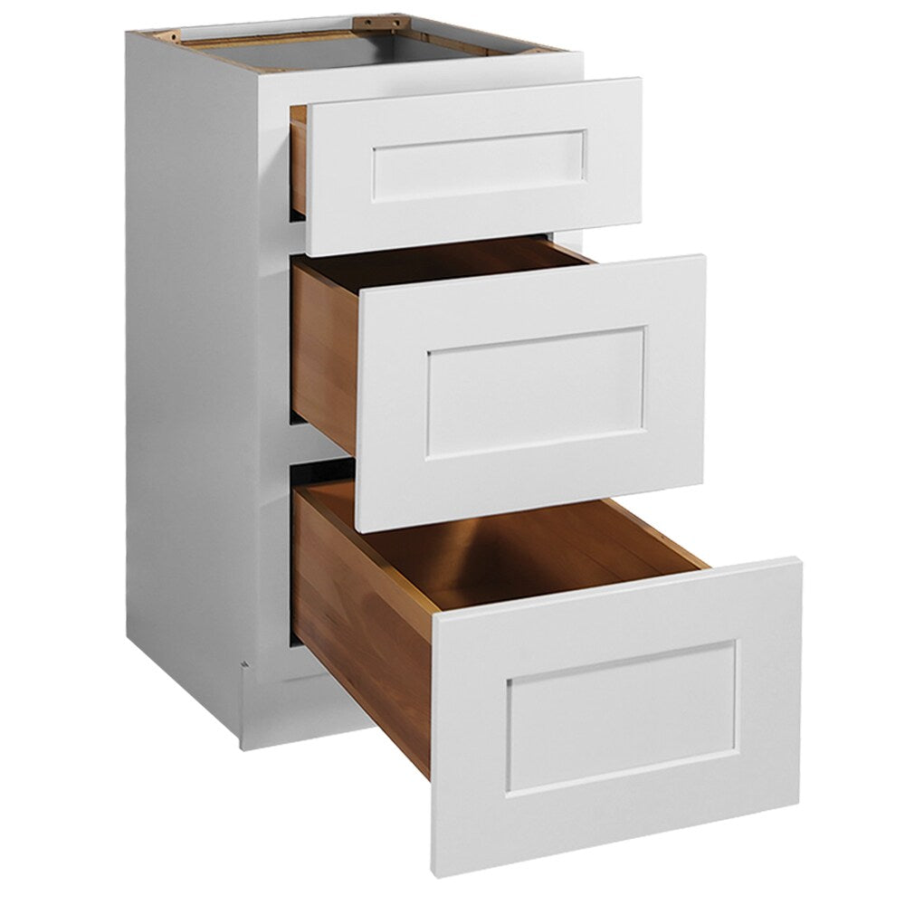 Design House Brookings 18-in W x 34.5-in H x 24-in D White Maple 3-Drawer Base Fully Assembled Plywood Cabinet (Recessed Panel Style)