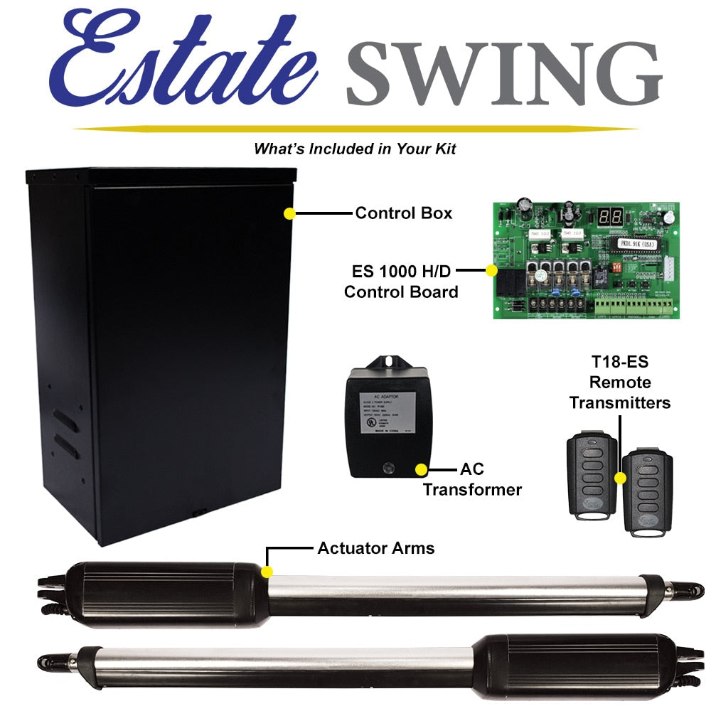Estate Swing 12-ft Dual Swing Universal Battery Driveway Gate Opener Kit