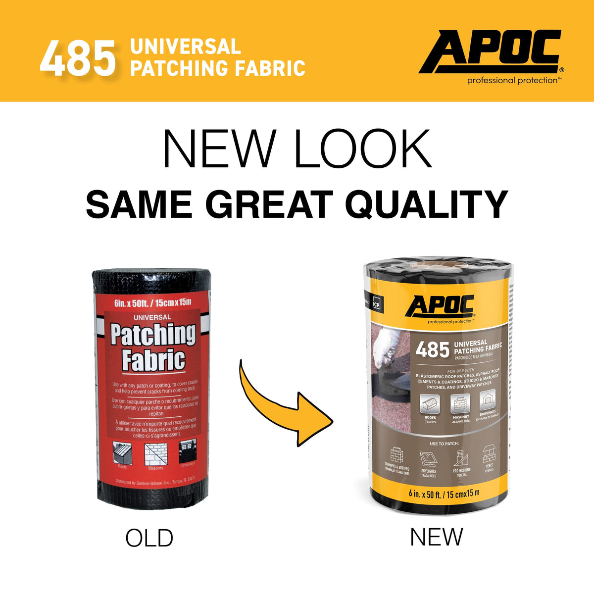 APOC 485 Universal Patching Fabric, Coated Glass – 6 in. x 50 ft Roll