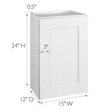 Design House Brookings 15-in W x 24-in H x 12-in D White Maple Wall Ready To Assemble Plywood Cabinet (Recessed Panel Shaker Door Style)