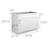 Design House Brookings 42-in W x 34.5-in H x 24-in D White Maple Sink Base Ready To Assemble Plywood Cabinet (Recessed Panel Shaker Style)