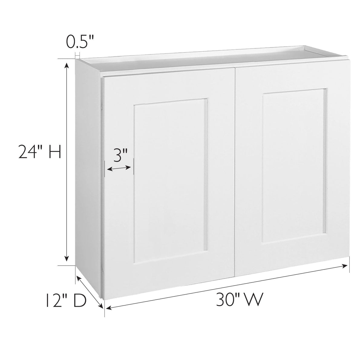 Design House Brookings 30-in W x 24-in H x 12-in D White Maple Wall Fully Assembled Plywood Cabinet (Recessed Panel Shaker Door Style)