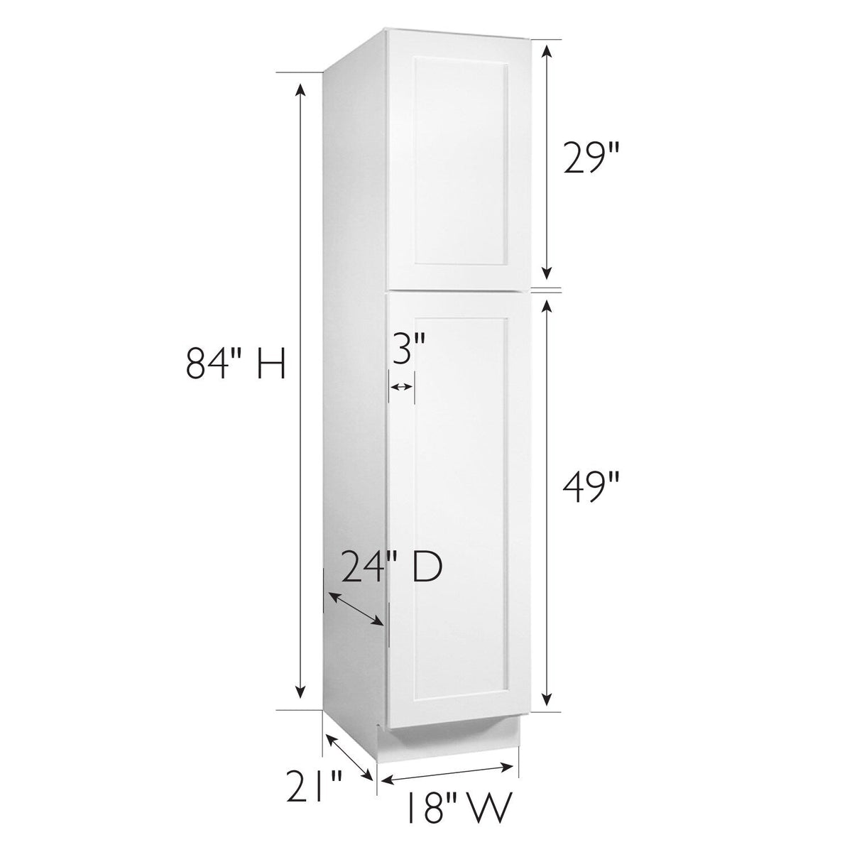 Design House Brookings 18-in W x 84-in H x 24-in D White Maple Pantry Fully Assembled Plywood Cabinet (Recessed Panel Shaker Door Style)