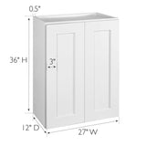 Design House Brookings 27-in W x 36-in H x 12-in D White Maple Wall Ready To Assemble Plywood Cabinet (Recessed Panel Shaker Door Style)