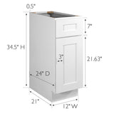 Design House Brookings 12-in W x 34.5-in H x 24-in D White Maple 1-Drawer Base Ready To Assemble Plywood Cabinet (Recessed Panel Shaker Style)