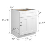 Design House Brookings 27-in W x 34.5-in H x 24-in D White Maple 1-Drawer Base Ready To Assemble Plywood Cabinet (Recessed Panel Shaker Style)