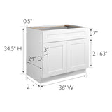 Design House Brookings 36-in W x 34.5-in H x 24-in D White Maple Base Ready To Assemble Plywood Cabinet (Recessed Panel Shaker Door Style)