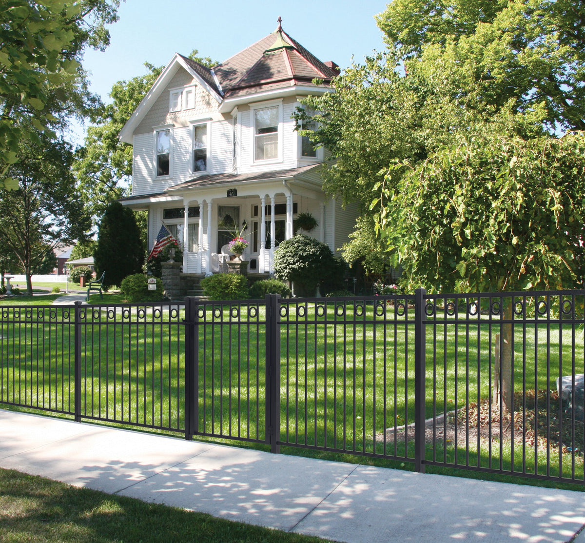Gilpin 4-ft H x 4-ft W Black Steel Decorative Metal Straight-top Decorative Standard Fence Gate