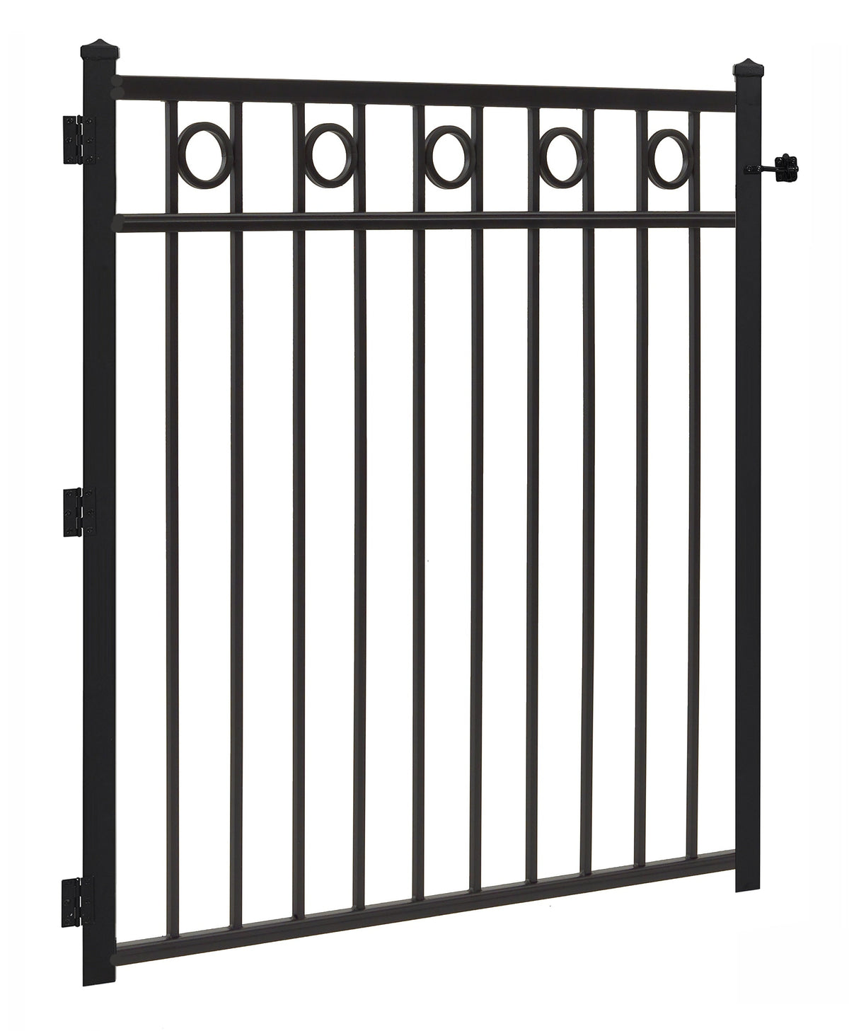 Gilpin 6-ft H x 4-ft W Black Steel Decorative Metal Straight-top Decorative Standard Fence Gate
