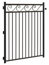 Gilpin 6-ft H x 4-ft W Black Steel Decorative Metal Straight-top Decorative Standard Fence Gate