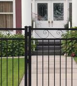 Gilpin 6-ft H x 4-ft W Black Steel Decorative Metal Straight-top Decorative Standard Fence Gate