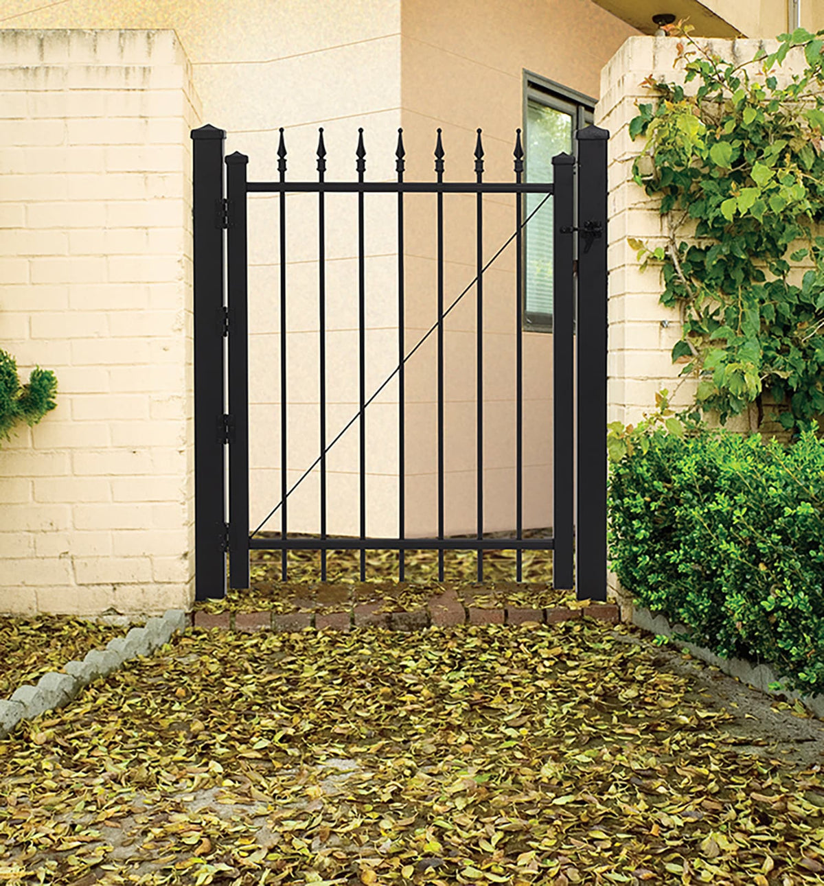 Gilpin 4-ft H x 4-ft W Black Steel Decorative Metal Straight-top Decorative Fence Gate
