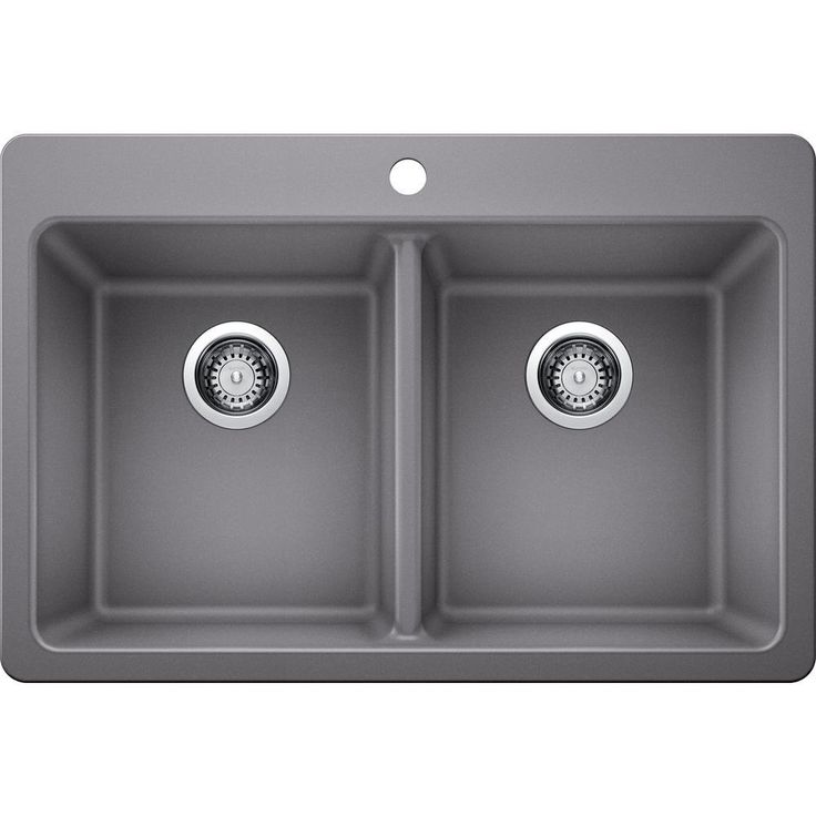 Glacier Bay Drop-in/Undermount Granite Composite 33 in. 1-Hole 50/50 Double Bowl Kitchen Sink with Low Divide White