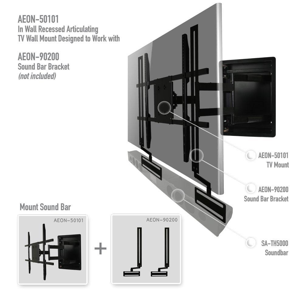 In Wall TV Mount, Recessed Articulating In Wall TV Mount For 42 To 80 in. TVs LCD, LED, or Plasma - Super Arbor