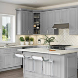 Home Decorators Collection Grayson 24 in. W x 24 in. D x 84 in. H Assembled Plywood Pantry Kitchen Cabinet in Pearl Gray with 4ROT Soft Close