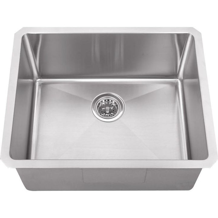 Undermount 16-Gauge Stainless Steel 23 in. 0-Hole Single Bowl Bar Sink with Grid and Drain Assembly