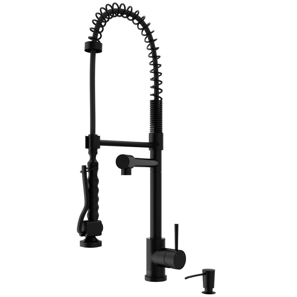 Zurich Single-Handle Pull-Down Sprayer Kitchen Faucet with Soap Dispenser in Matte Black - Super Arbor