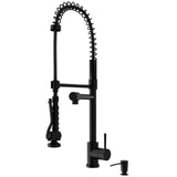 Zurich Single-Handle Pull-Down Sprayer Kitchen Faucet with Soap Dispenser in Matte Black - Super Arbor