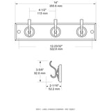 14 in. White and Satin Nickel Hook Rack