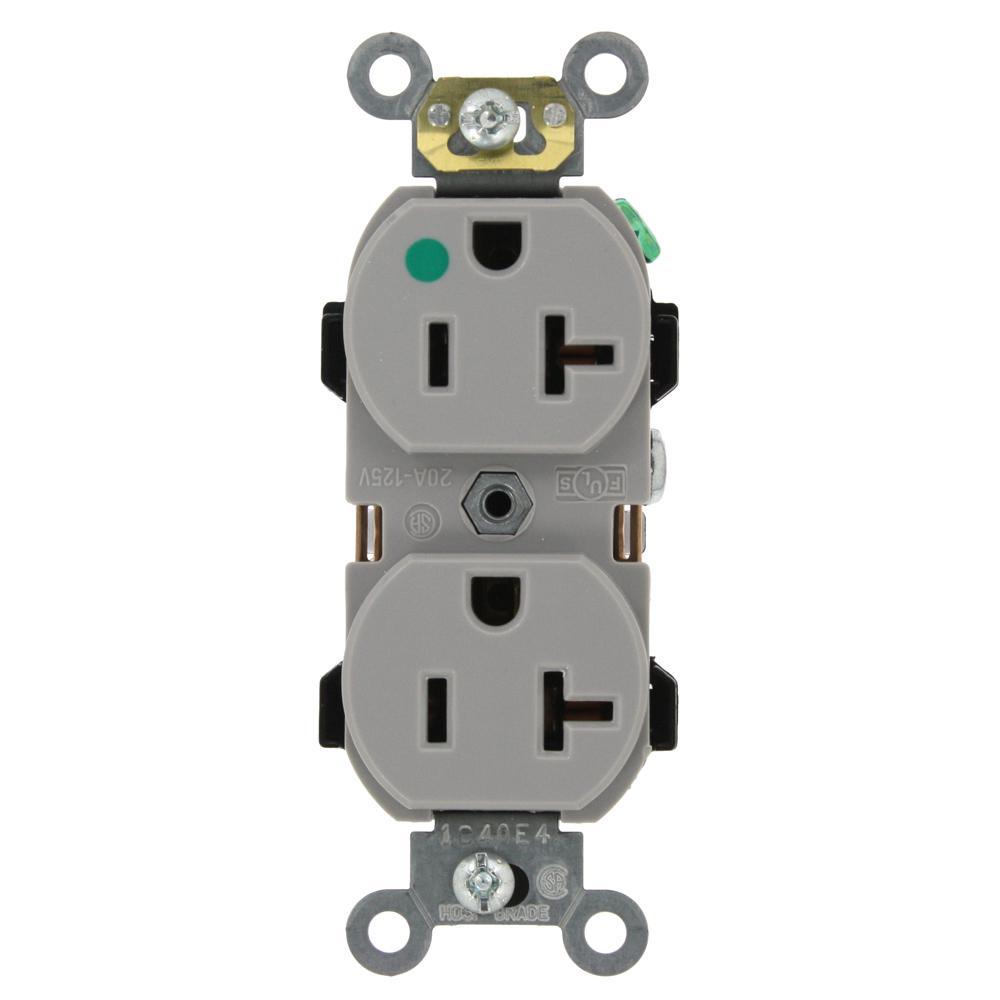 20-Amp Hospital Grade Extra Heavy Duty Self Grounding Duplex Outlet, White - Super Arbor