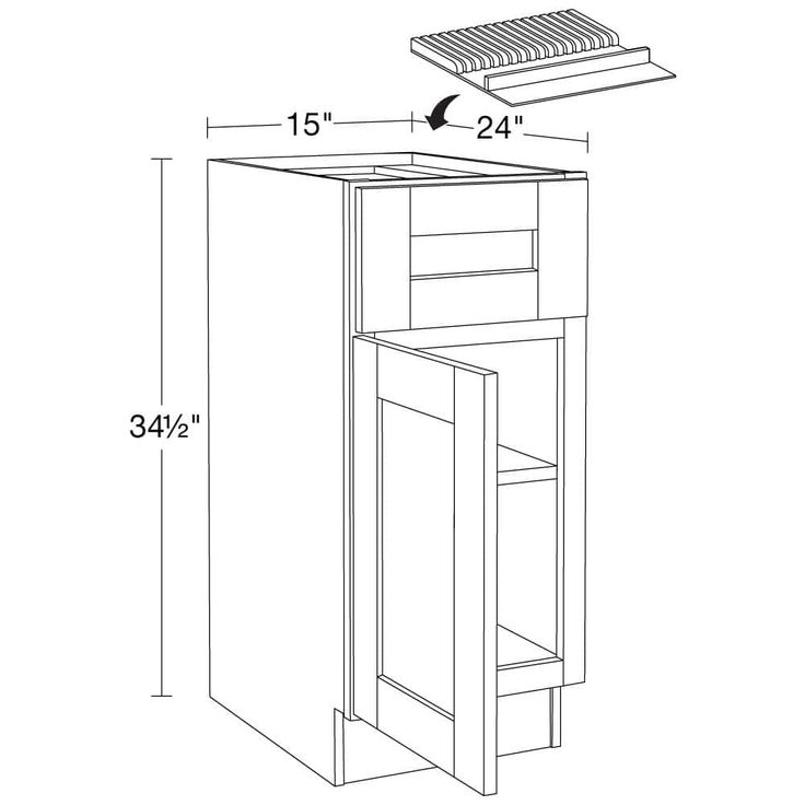 Home Decorators Collection Washington 15 W in. x 24 D in. x 34.5 in. H Vessel Blue Plywood Shaker Assembled Base Kitchen Cabinet Left Knife Block