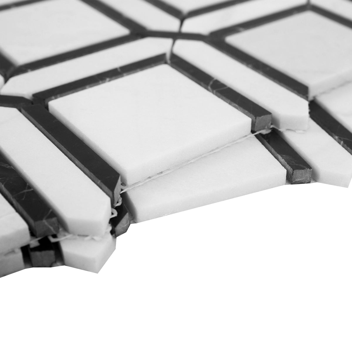 Giorbello White and Black 12-in x 12-in Polished Natural Stone Marble Mixed Pattern Marble Look Floor and Wall Tile (5-sq. ft/ Carton)
