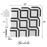 Giorbello White and Black 12-in x 12-in Polished Natural Stone Marble Mixed Pattern Marble Look Floor and Wall Tile (5-sq. ft/ Carton)