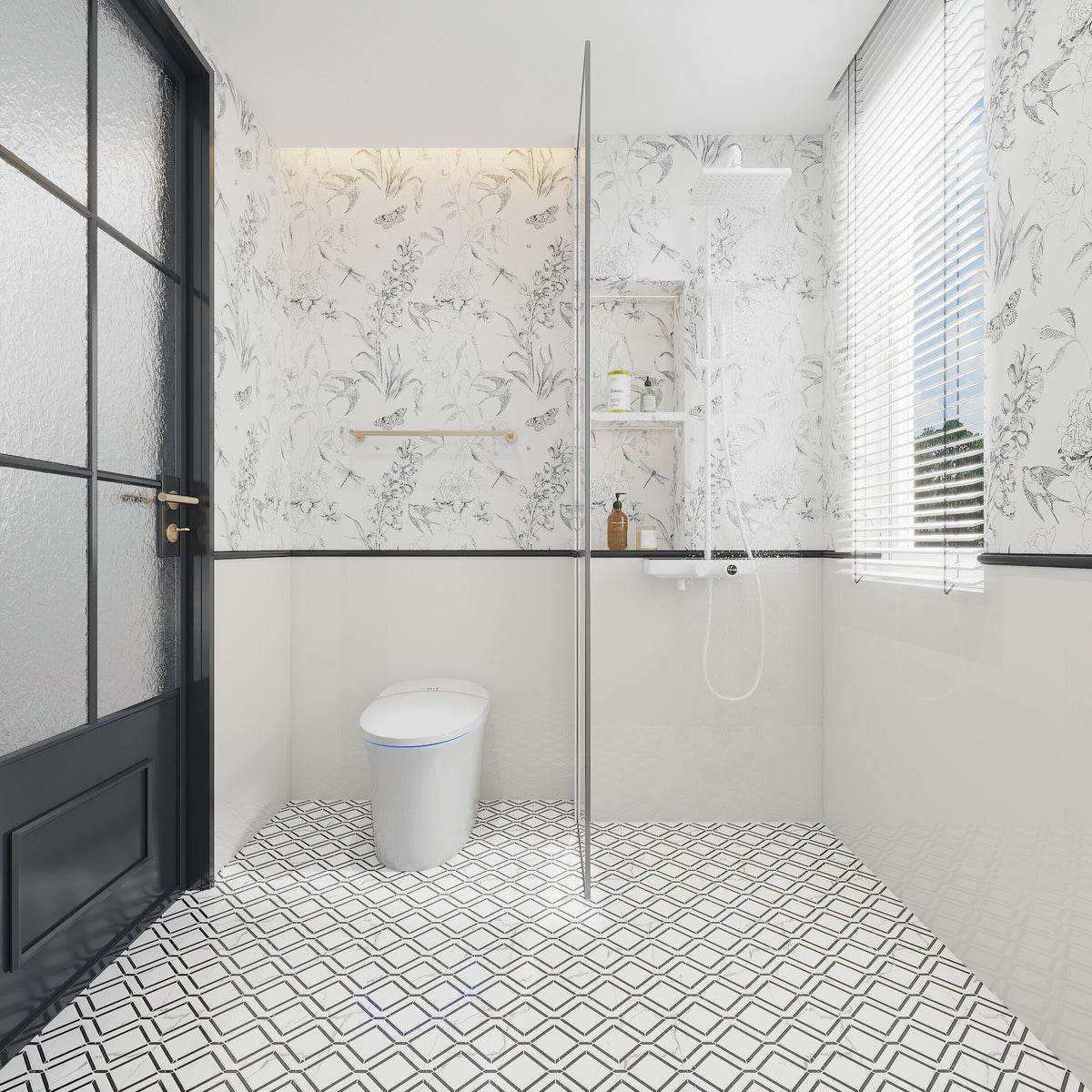 Giorbello White and Black 12-in x 12-in Polished Natural Stone Marble Mixed Pattern Marble Look Floor and Wall Tile (5-sq. ft/ Carton)