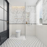 Giorbello White and Black 12-in x 12-in Polished Natural Stone Marble Mixed Pattern Marble Look Floor and Wall Tile (5-sq. ft/ Carton)