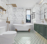 Giorbello Ming Green 12-in x 12-in Polished Natural Stone Marble Mixed Pattern Marble Look Floor and Wall Tile (5-sq. ft/ Carton)