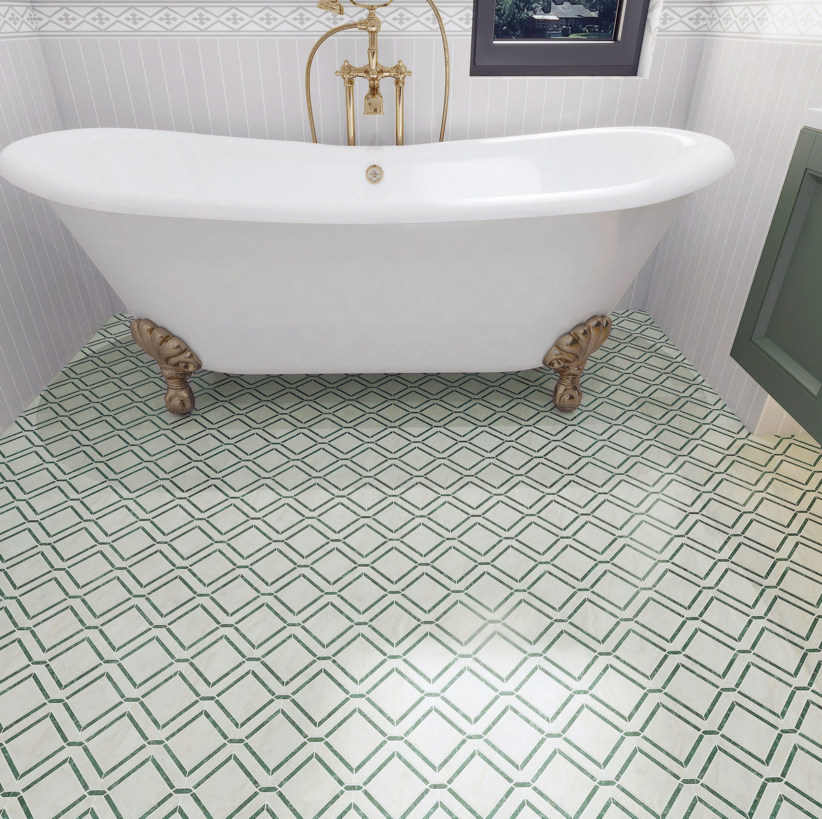 Giorbello (Sample) Ming Green 3-in x 3-in Polished Marble Mixed Pattern Marble Look Floor and Wall Tile