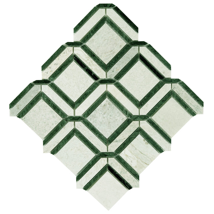 Giorbello Ming Green 12-in x 12-in Polished Natural Stone Marble Mixed Pattern Marble Look Floor and Wall Tile (5-sq. ft/ Carton)