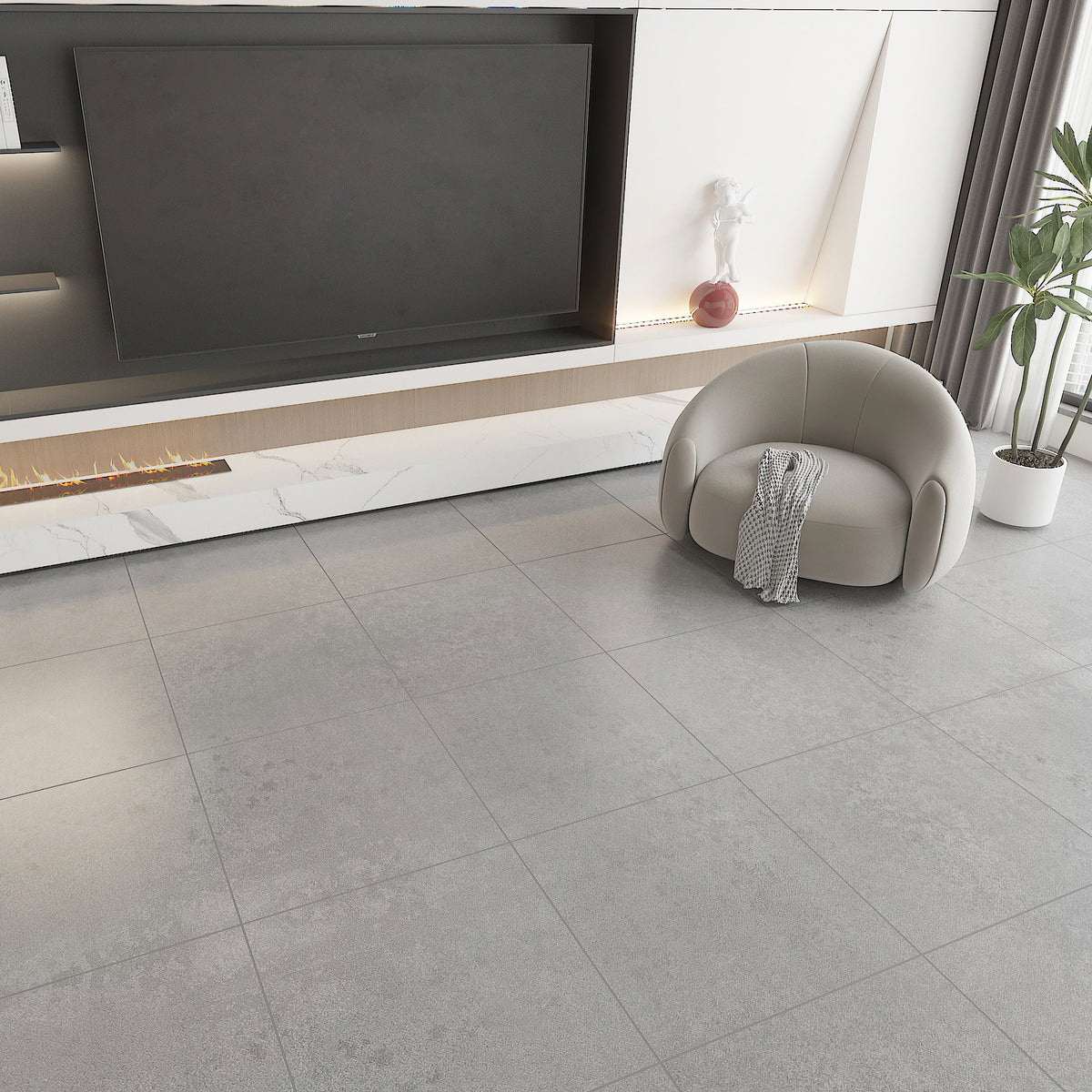 Giorbello Melange Gray 24-in x 24-in Matte Porcelain Stone Look Floor and Wall Tile (16-sq. ft/ Carton)