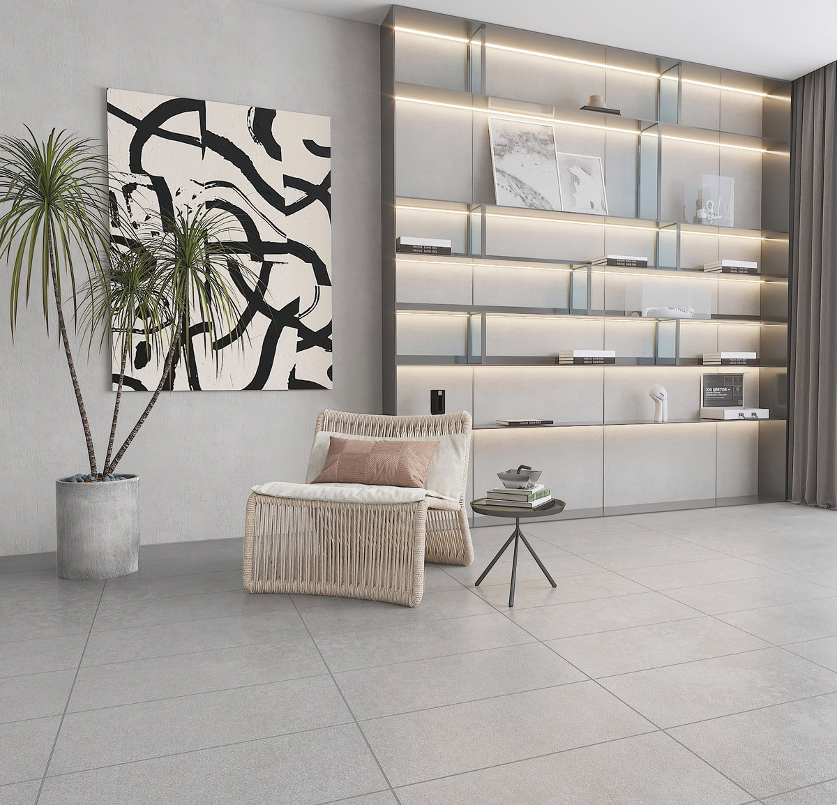 Giorbello (Sample) Melange Gray 4-in x 12-in Matte Porcelain Stone Look Floor and Wall Tile