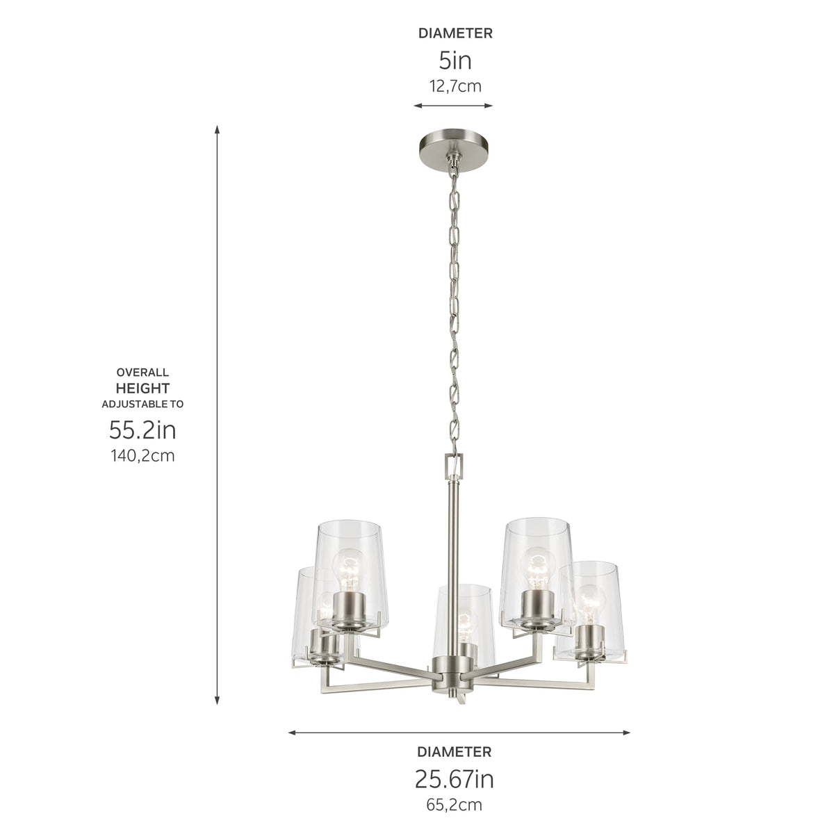 Kichler Birk 5-Light Brushed Nickel Farmhouse Chandelier