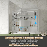 ExBrite Luvia 24-in x 32-in Lighted LED Fog Free Surface/Recessed Mount Silver Mirrored Soft Close Medicine Cabinet with Outlet